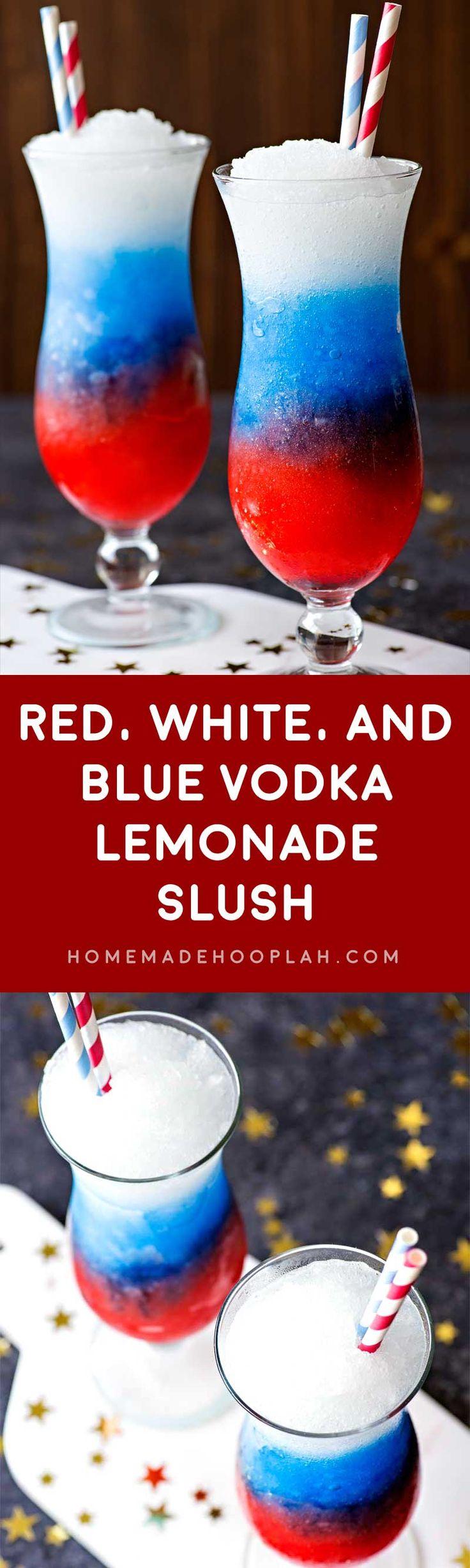 Hochzeit - Red, White, And Blue Vodka Lemonade Slush
