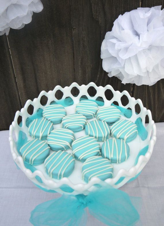 Mariage - Tiffany Blue Chocolate Covered Oreos For Favors.