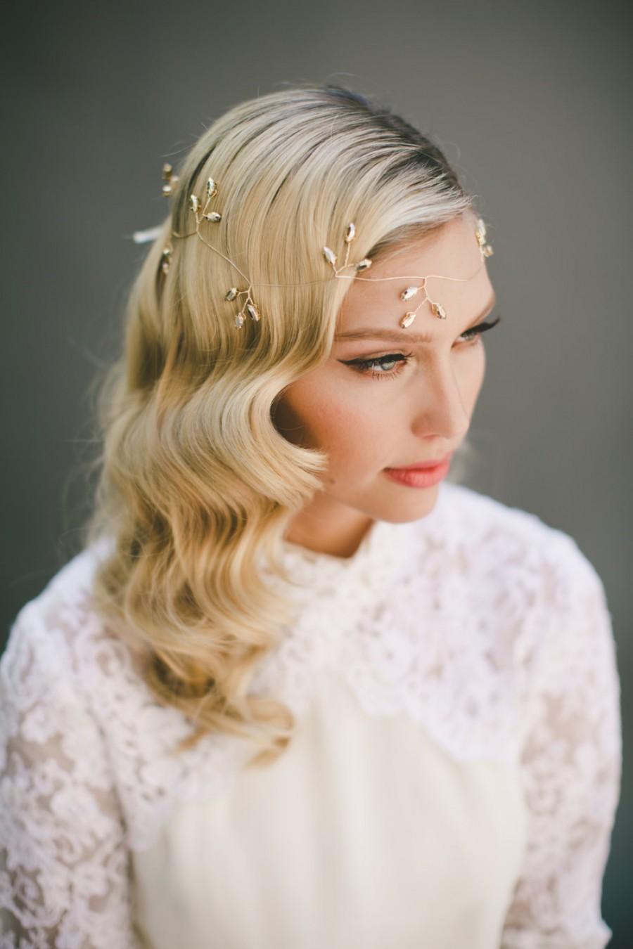 Свадьба - SALE Gold Gilded Halo, Bridal Wreath, Bridal Crown, Floral Hair Garland, Grecian Headpiece BOHO Headdress Bridal Accessories Gold Tiara 1559