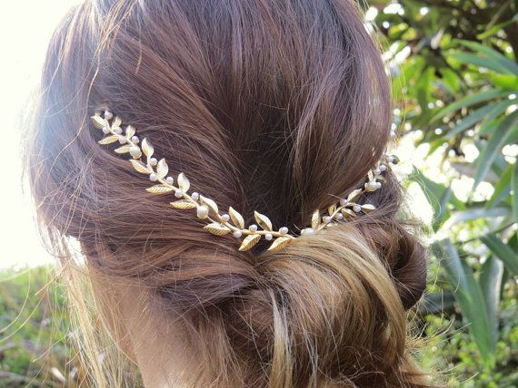 زفاف - Bridal Hair Accessories , Brides Headpieces , Gentle Gold Leafs Hair Wreath , Gold Leaf Crown , Wedding Headband , Bridal Accessories Tiara