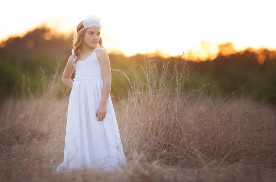 Mariage - White Lace Flower Girl Dress, Rustic Girls Dress, Lace Girls Dress, Country Flower Girl Dress, Flower Girl Dress, Rustic Flower Girl, Boho