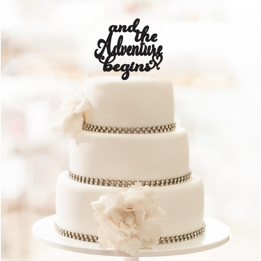 Hochzeit - And the Adventure Begins with Heart Wedding Cake Topper