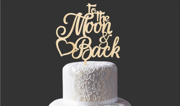 Свадьба - Wedding cake topper Wooden Cake Topper Moon Cake Topper Wood Cake Topper Name Cake Topper personalized topper rustic custom decoration decor
