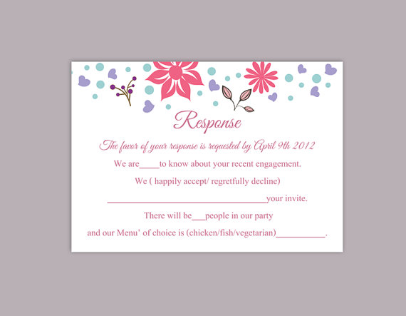 Свадьба - DIY Wedding RSVP Template Editable Word File Instant Download Rsvp Template Printable RSVP Cards Colorful Rsvp Card Floral Rsvp Template