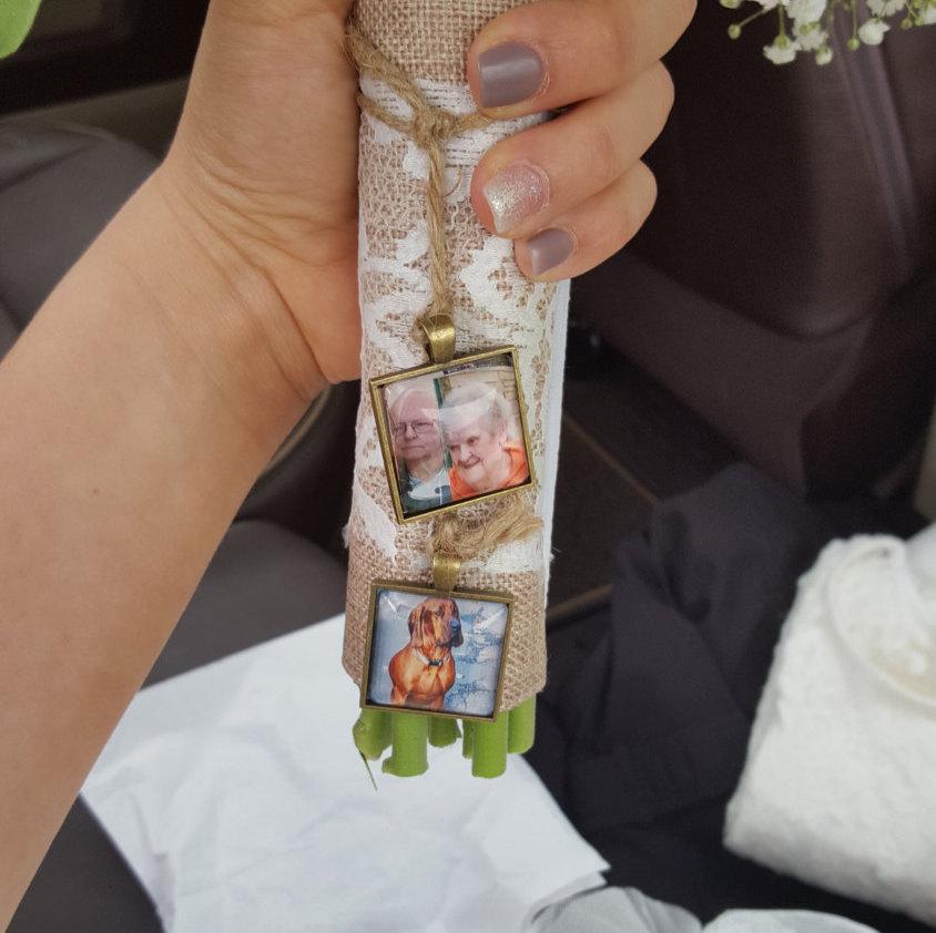 Wedding - DIY Wedding Bouquet charm kit - Photo Pendants charms for family photo (includes everything you need including instructions)