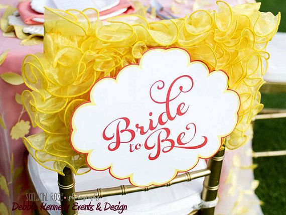 زفاف - Garden Party Bridal Shower Bride-to-Be Chair Sign - DIY Print - Shower Printables