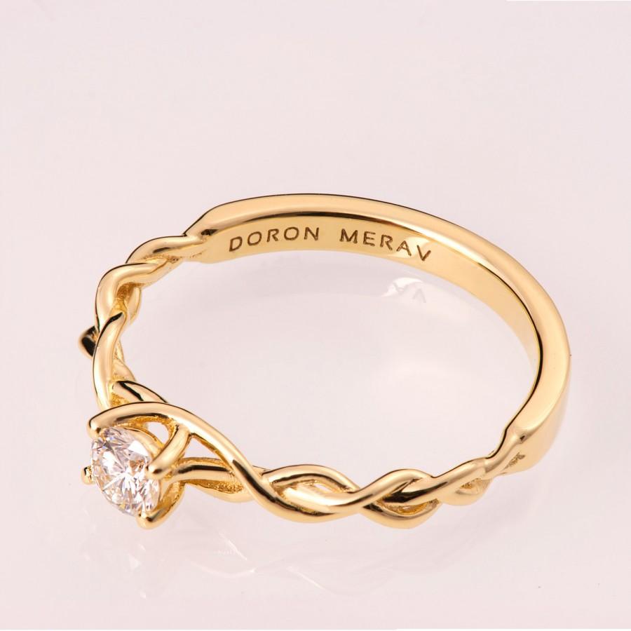 زفاف - Braided Engagement Ring No.2 - 14K Gold and Diamond engagement ring, celtic ring, engagement ring, wedding band, unique engagement ring