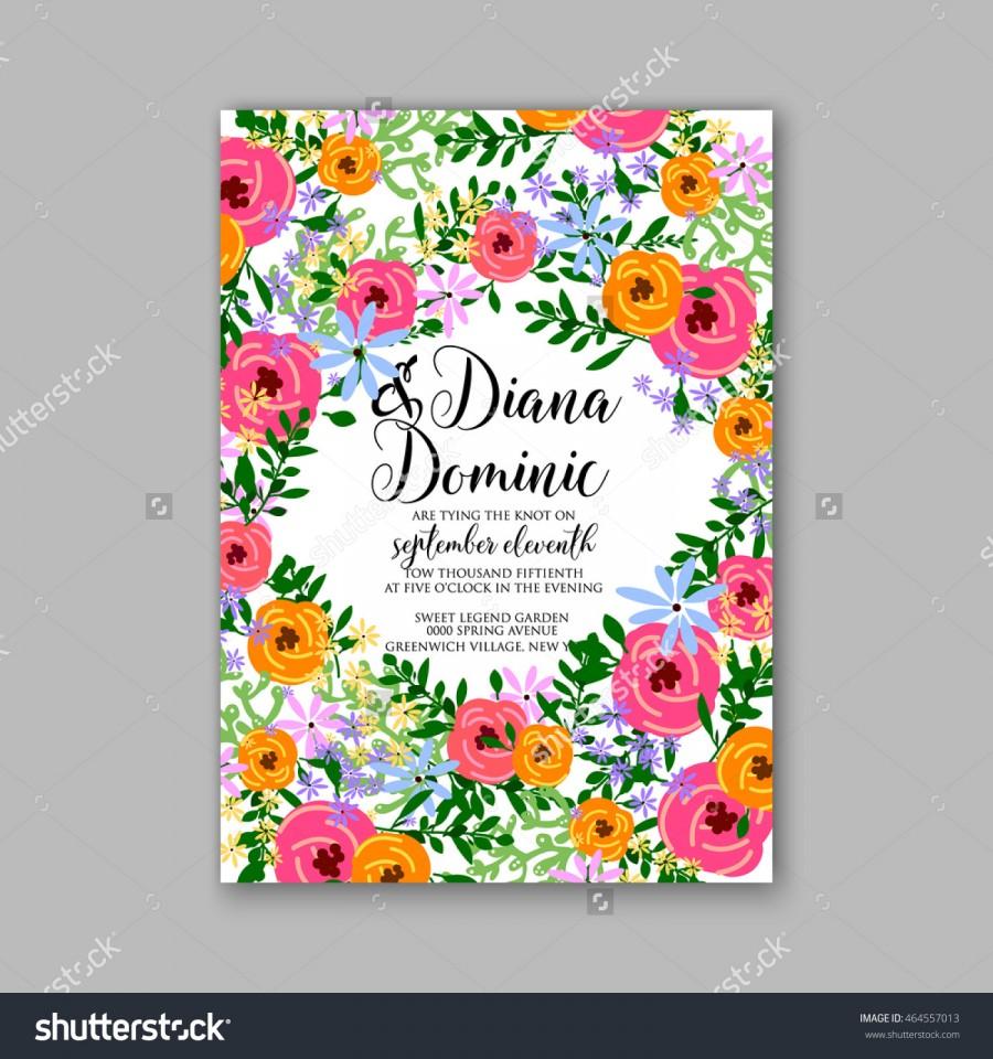 Wedding - Wedding invitation or card with tropical floral background. Greeting postcard in grunge retro vector Elegance pattern with flower rose illustration vintage style Valentine's day card Luau Aloha