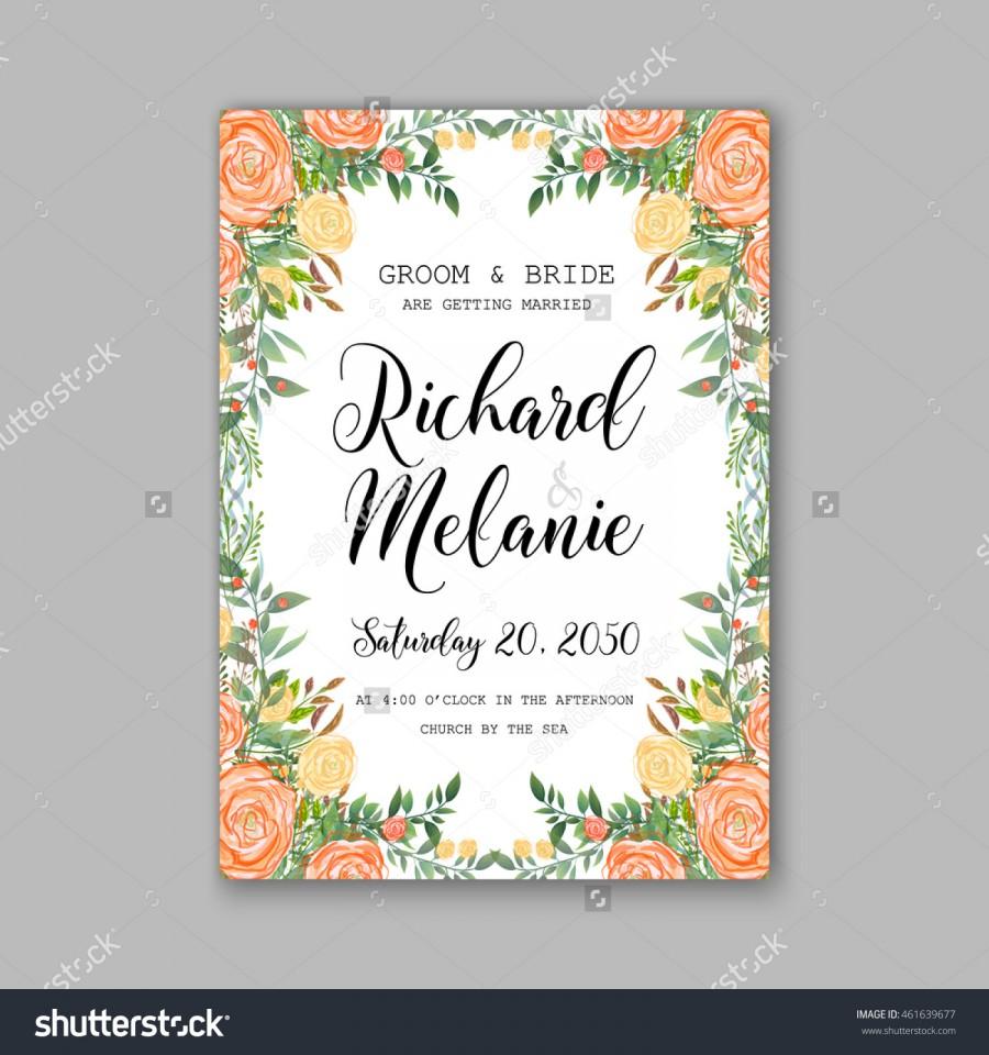 Hochzeit - Wedding invitation or card with tropical floral background. Greeting postcard in grunge retro vector Elegance pattern with flower rose illustration vintage style Valentine's day card Luau Aloha