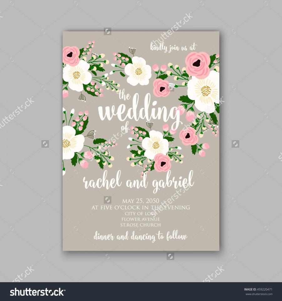 Hochzeit - Wedding card or invitation with abstract floral background. Greeting postcard in grunge or retro vector Elegance pattern with flowers roses floral illustration vintage style Valentine anniversary