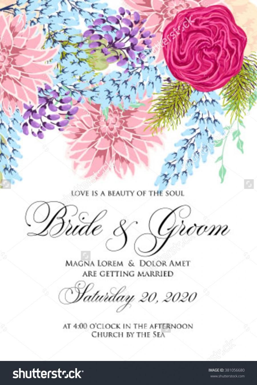Wedding - Wedding card or invitation with chrysanthemum flowers on striped background