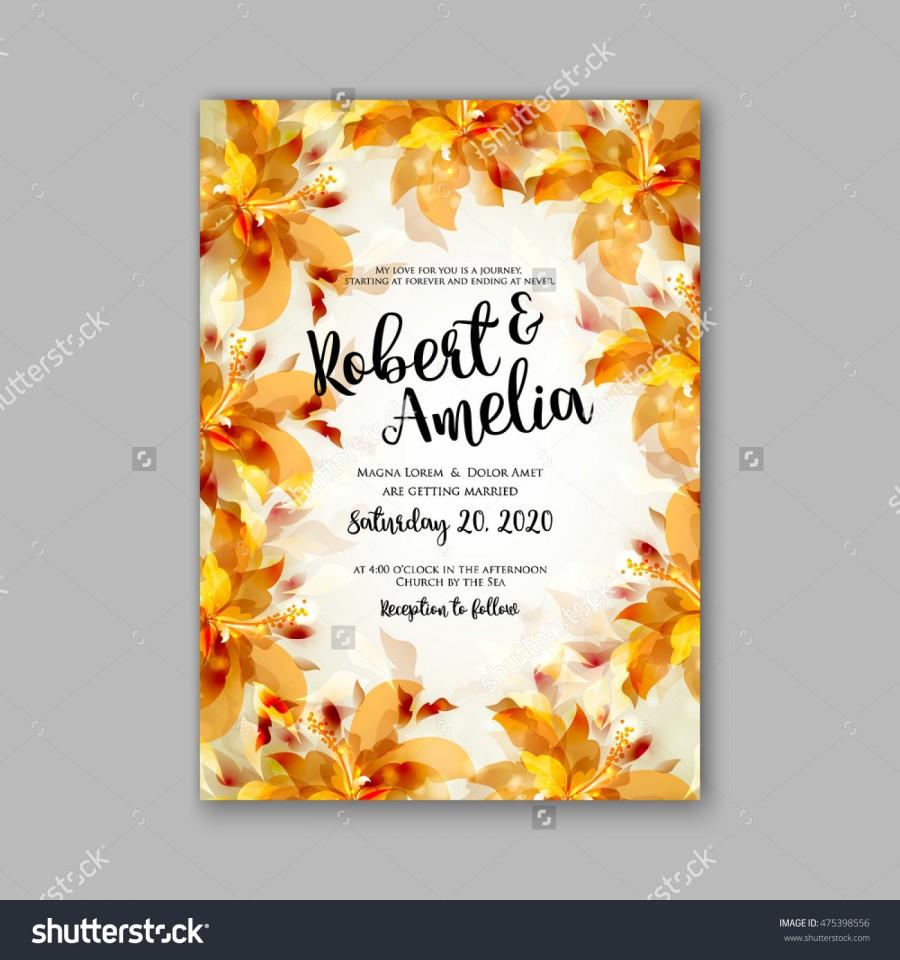 زفاف - Wedding invitation template or card with tropical floral background Greeting postcard in grunge retro vector Elegance pattern flower rose illustration vintage chrysanthemum Valentine day Luau Aloha