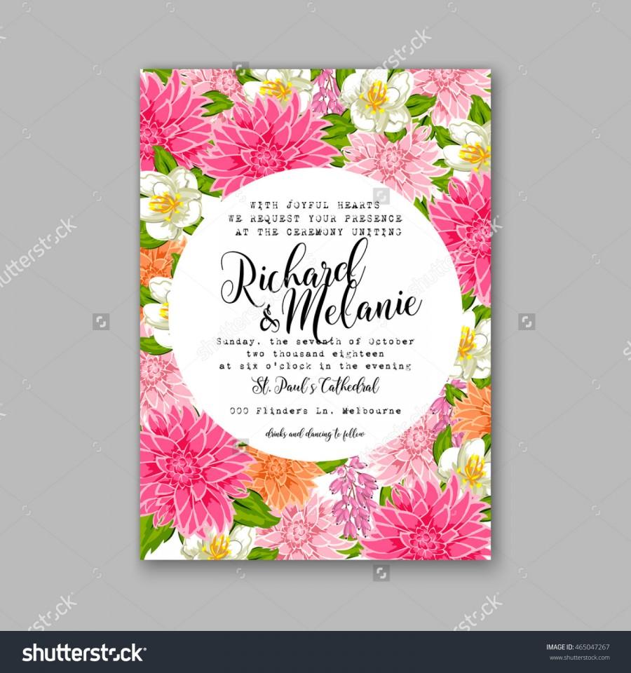 Mariage - Wedding invitation or card with tropical floral background. Greeting postcard in grunge retro vector Elegance pattern with flower rose illustration vintage chrysanthemum Valentine day card Luau Aloha