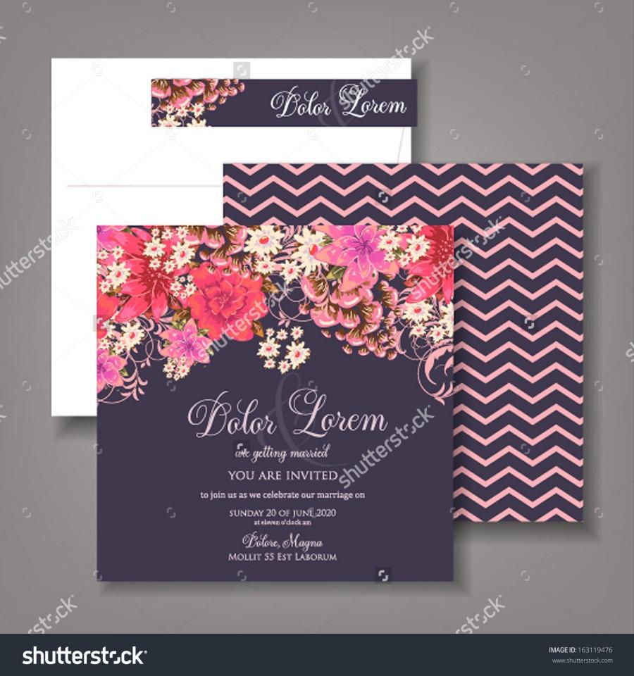 زفاف - Wedding invitation card with abstract floral background.