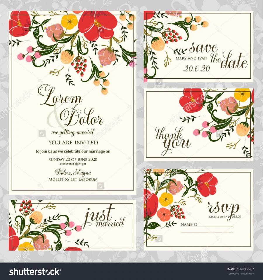 Wedding - Wedding invitation, thank you card, save the date cards. Wedding set. RSVP card