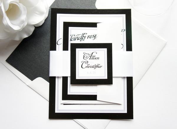 Свадьба - Black and White Wedding Invitation - SAMPLE SET