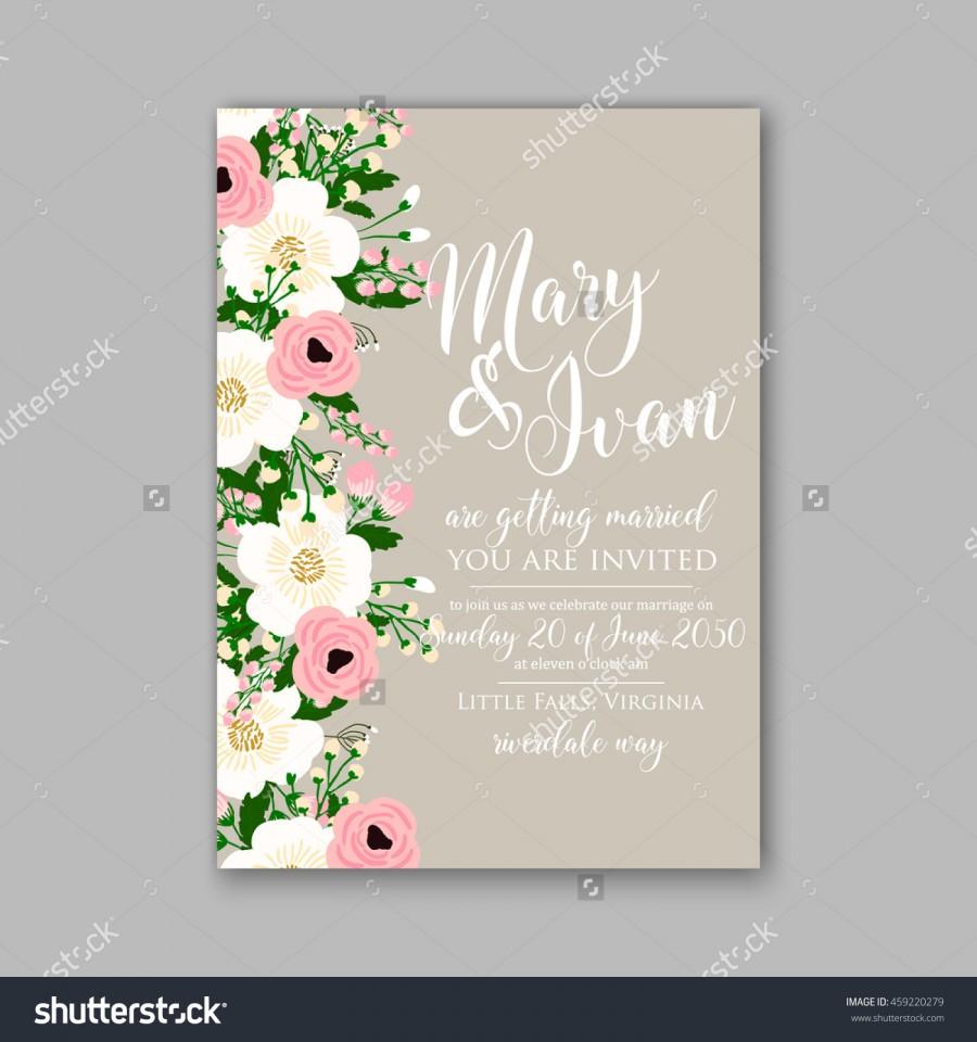 Wedding - Wedding card or invitation with abstract floral background. Greeting postcard in grunge or retro vector Elegance pattern with flowers roses floral illustration vintage style Valentine anniversary