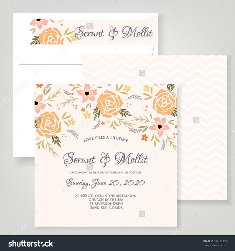 Hochzeit - Invitation or wedding card with abstract floral background.