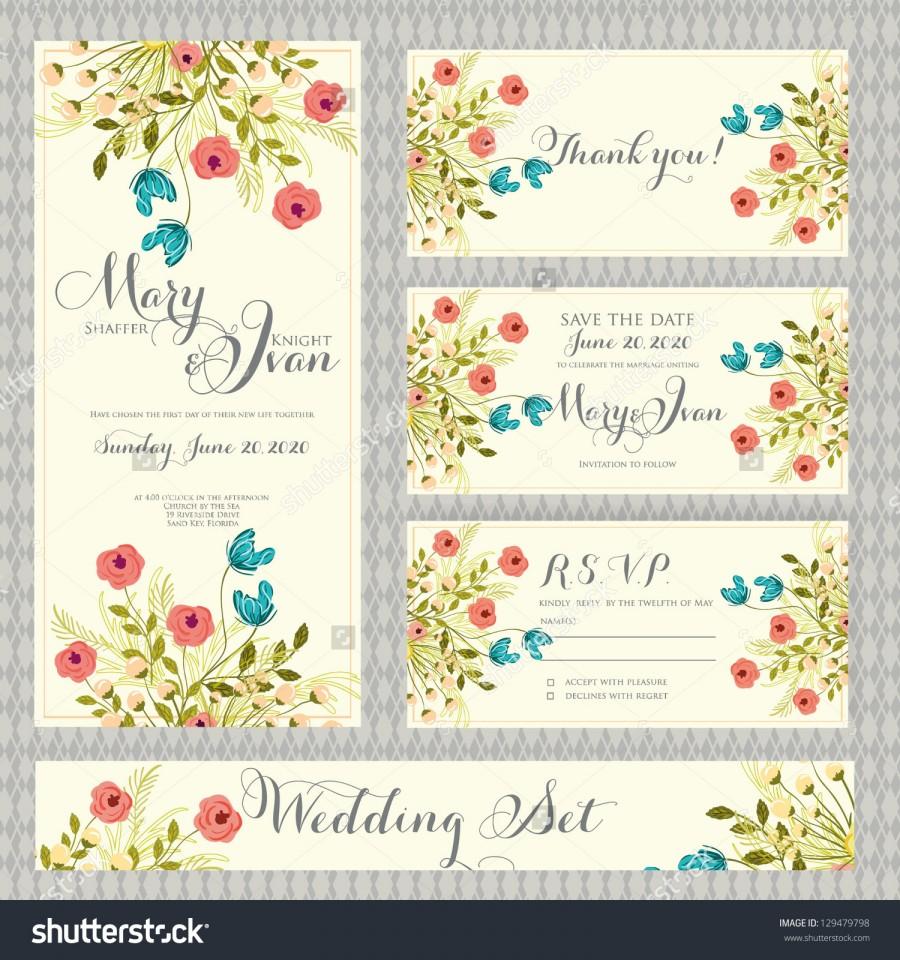 Hochzeit - Wedding invitation, thank you card, save the date cards. Wedding set. RSVP card