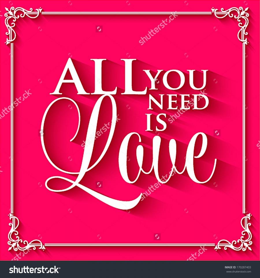 Wedding - Happy valentines day cards with ornaments, hearts, ribbon, angel and arrow/ All you need is love. Happy Valentine's Day Hand Lettering - Typographical Background