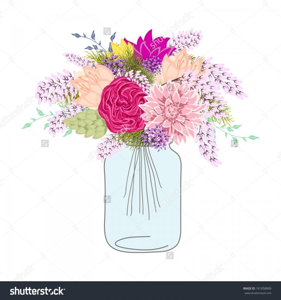 Wedding - Flower In Mason Jars set