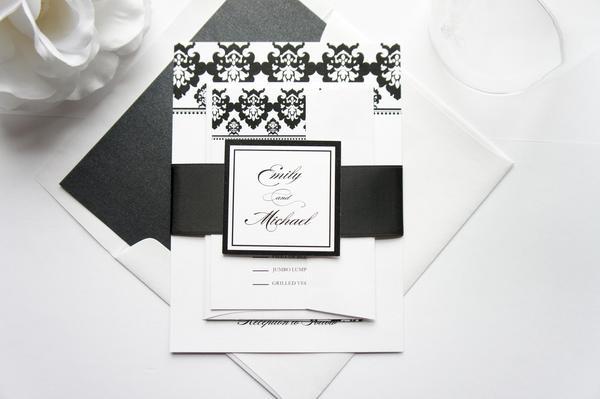 Hochzeit - Damask Wedding Invitation - SAMPLE SET