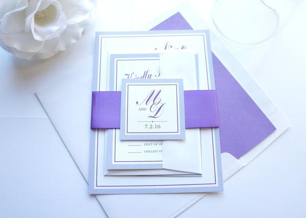 Wedding - Grape and Gray Wedding Invitation - SAMPLE SET