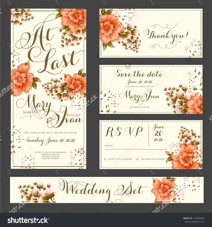Wedding - Wedding invitation, thank you card, save the date cards. Wedding set. RSVP card