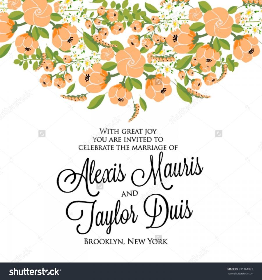 Hochzeit - Wedding card or invitation with abstract floral background. Greeting postcard in retro vector Elegance pattern with flowers roses floral illustration vintage style