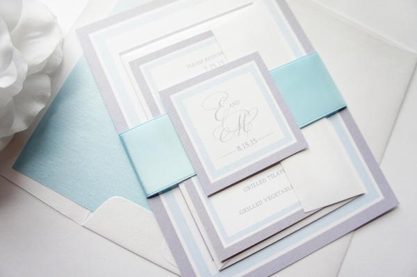 زفاف - Light Blue Wedding Invitation - SAMPLE SET
