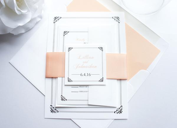 Mariage - Peach Wedding Invitation - SAMPLE SET