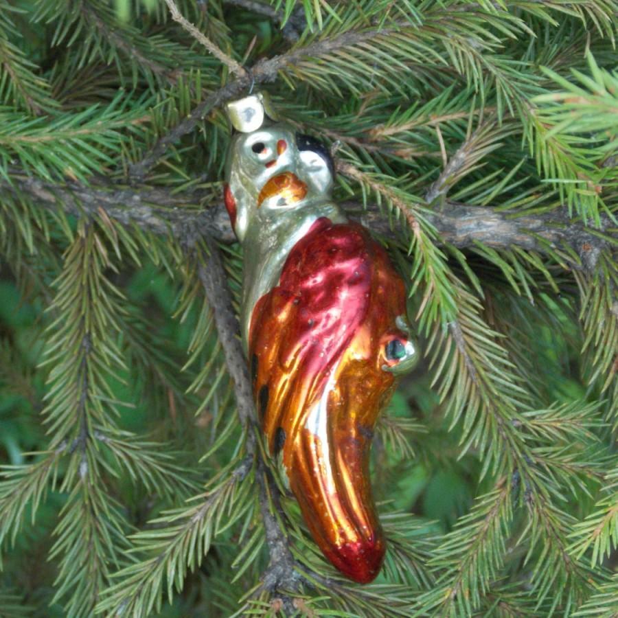 Mariage - Orange parrot vintage christmas ornaments figural bulbs Blown glass Christmas tree decor Soviet vintage Christmas decoration hand painted