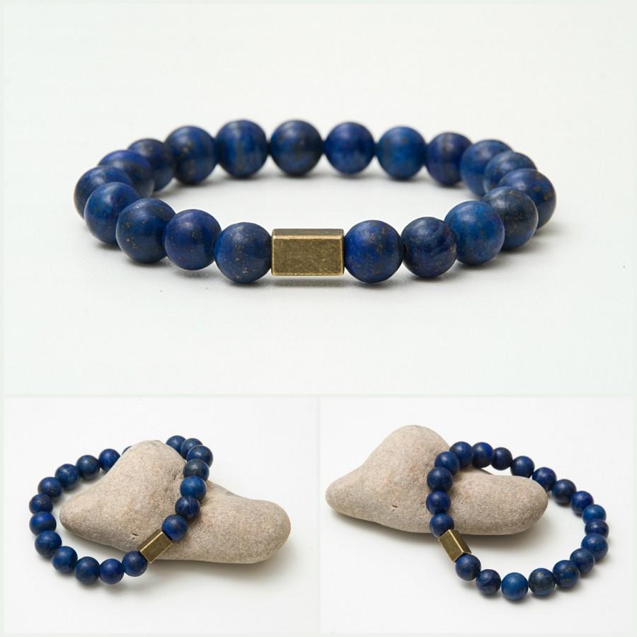 Wedding - Lapis Lazuli bracelet Energy bracelet Healing stone  Blue beaded bracelet Mens lapis bracelet Lapis beaded bracelet Simple everyday jewelry
