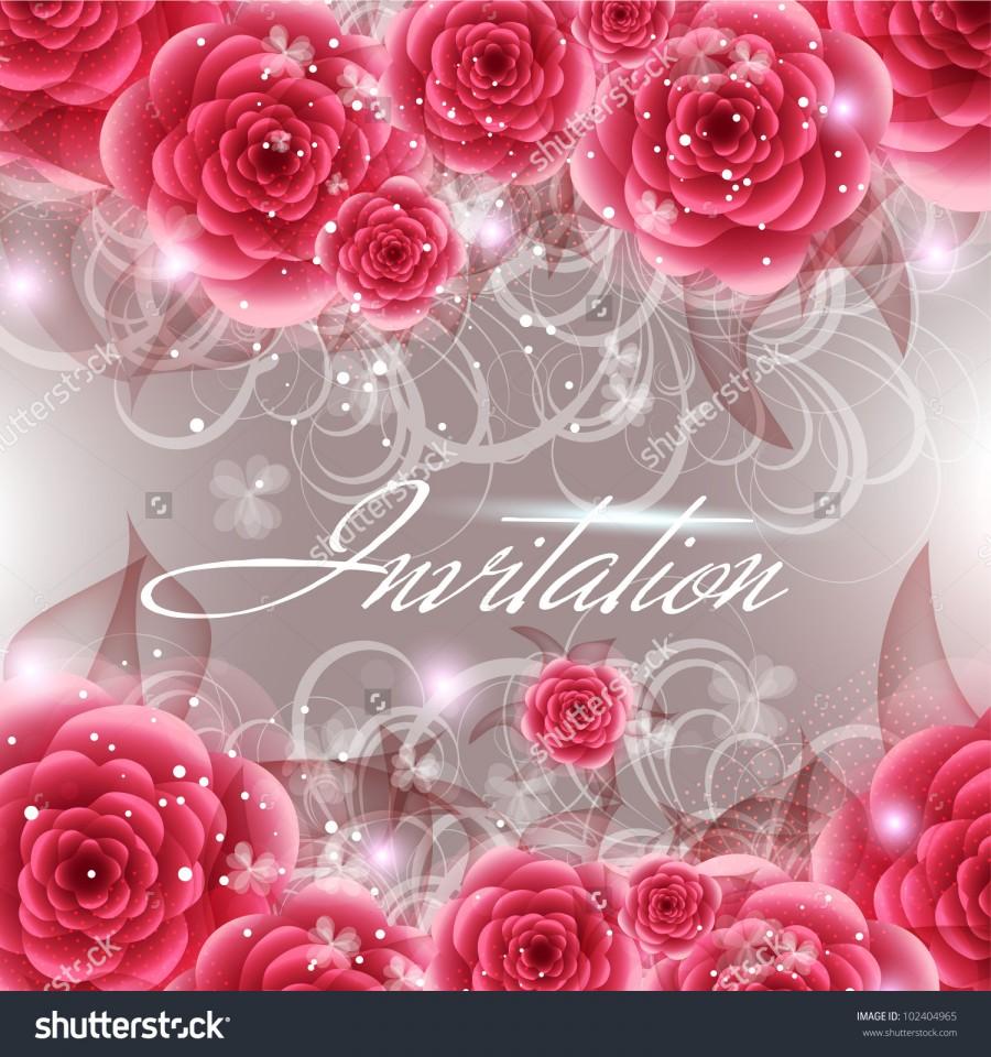 زفاف - Wedding card or invitation with abstract floral background. Greeting card in grunge or retro style. Elegance pattern with flowers roses, floral illustration in vintage style Valentine