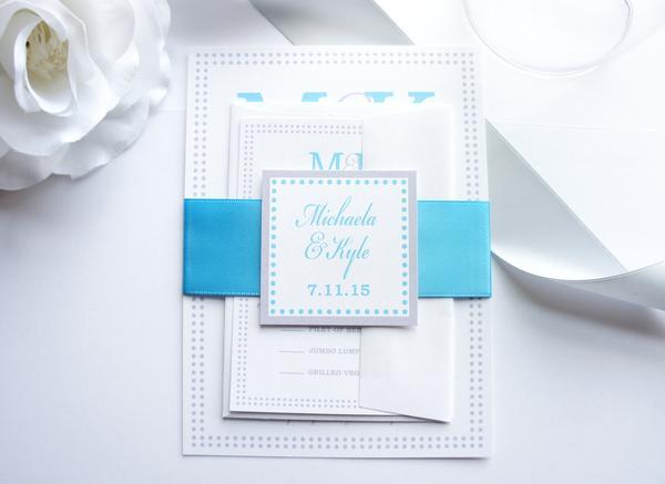 Hochzeit - Silver and Blue Wedding Invitation - SAMPLE SET