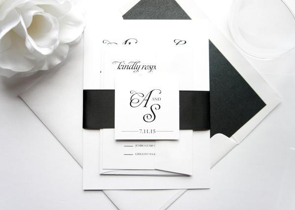 Mariage - Simple Black Wedding Invitation - SAMPLE SET