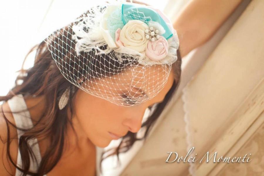 زفاف - Wedding Hairpiece - Shabby Chic Wedding - Satin Flower Hairpiece - Wedding Fascinator