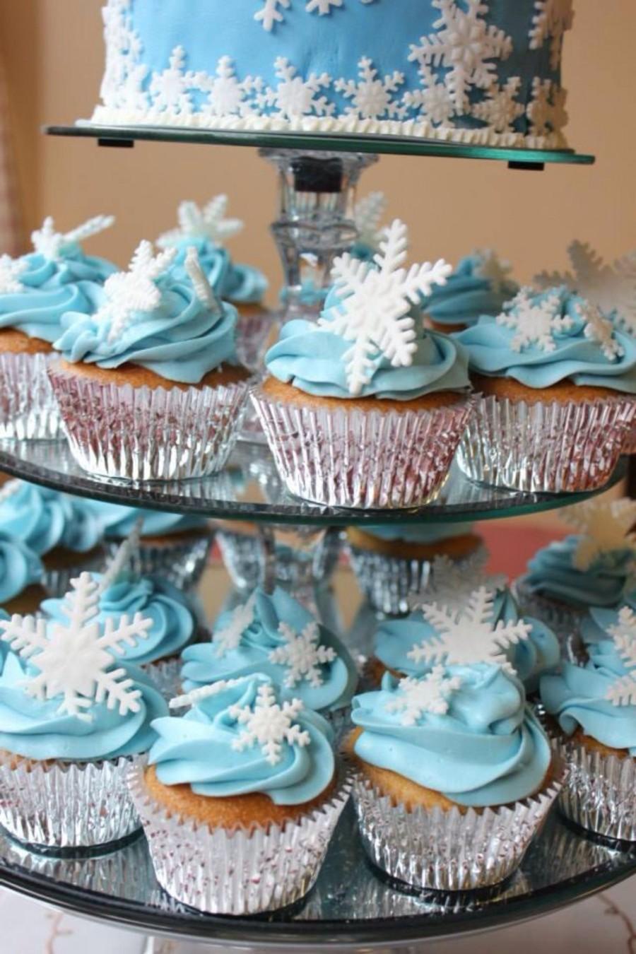 36 Edible Fondant Snowflakes Cupcake Toppers, Cake Topper Centerpiece