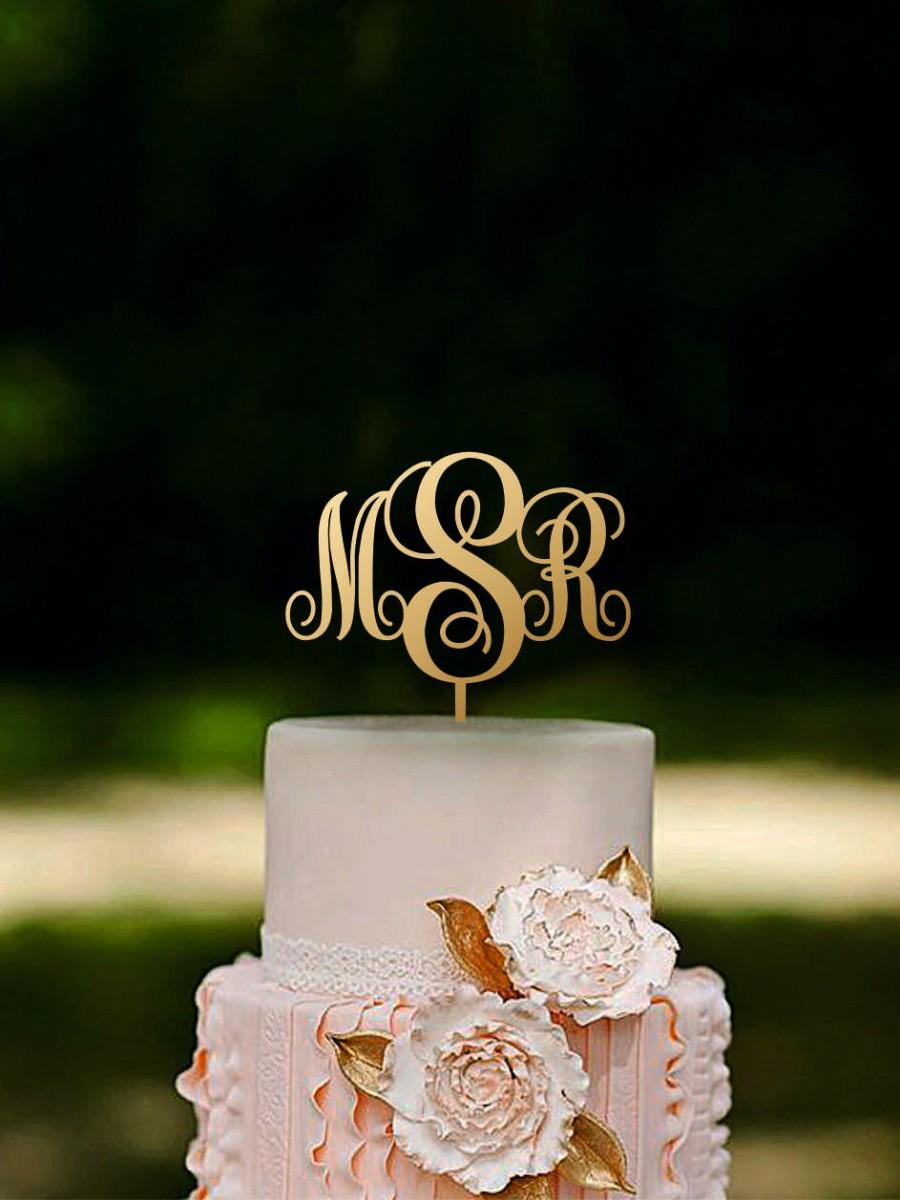 Wedding - Initial Cake Topper Monogram Cake Topper Couple Name Cake Topper Rustic Wood Cake Topper Gold cake topper Silver cake topper