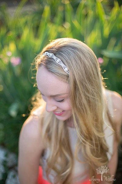 Wedding - Vintage Bridal Hair Accessories - Wedding Headband - Tie-back Headband - Prom - Wedding Accessory - Wedding Headpiece - Bridesmaid