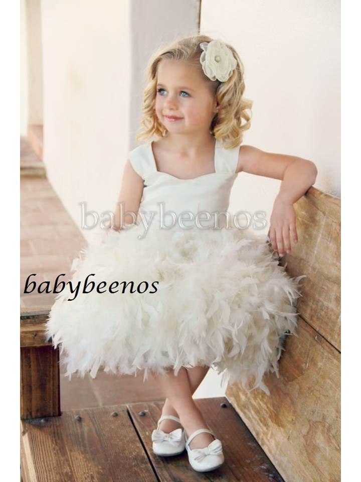 Wedding - Girls feather dress, Flower girl dress, feather Flower girl dress, corset back -LILY- Rustic flower girl dress, feather dress