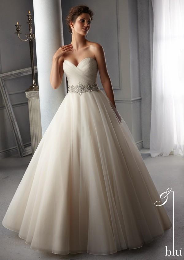 Wedding - Blu by Mori Lee 5276 Beaded Strapless Tulle Wedding Dress - Crazy Sale Bridal Dresses