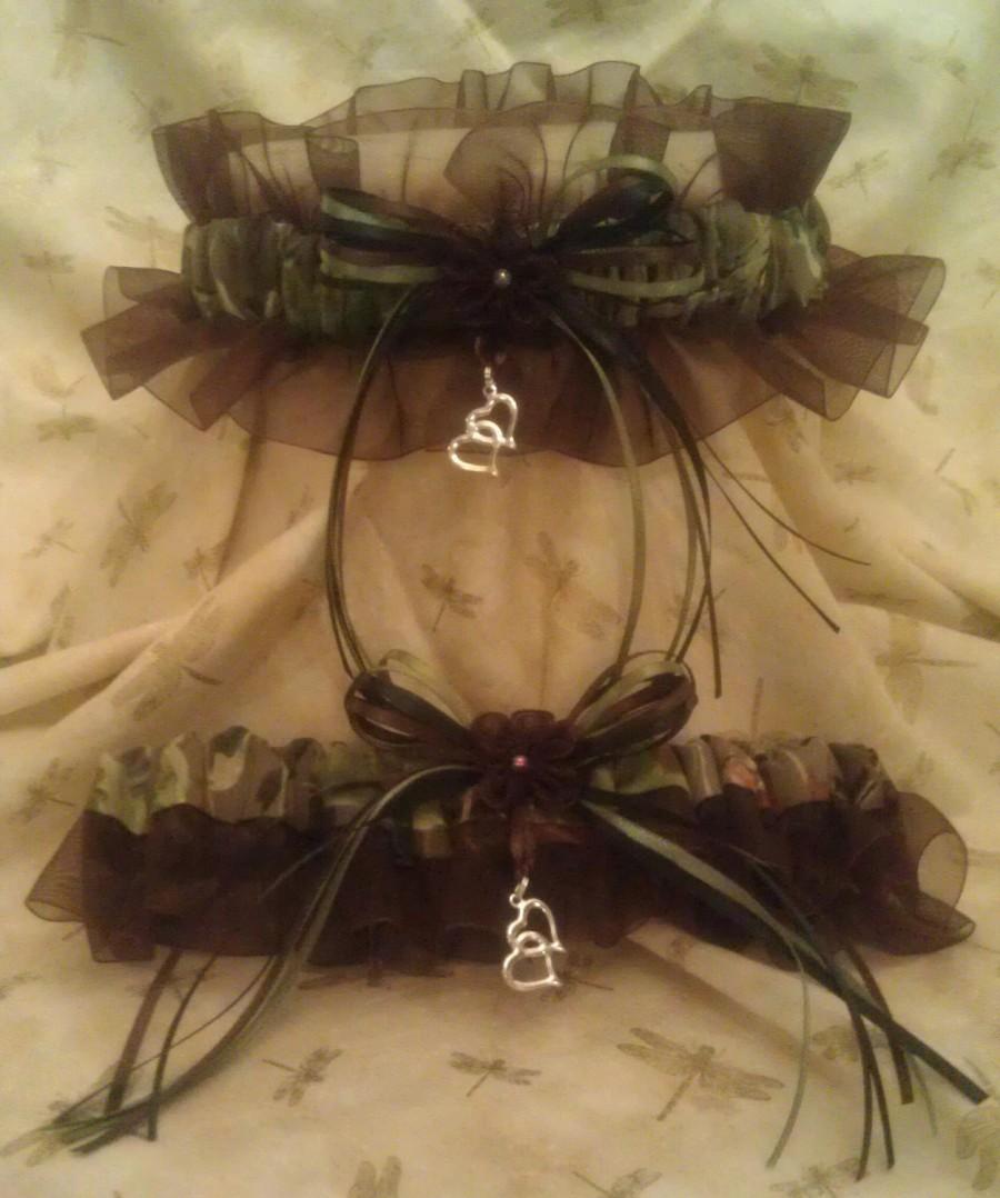 Hochzeit - REALTREE Camouflage with BROWN wedding garter set