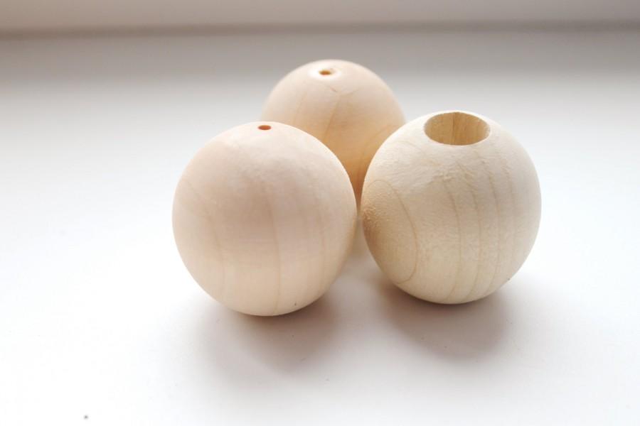 Mariage - 40 mm Wooden round beads 10 pcs - natural eco friendly r40mm