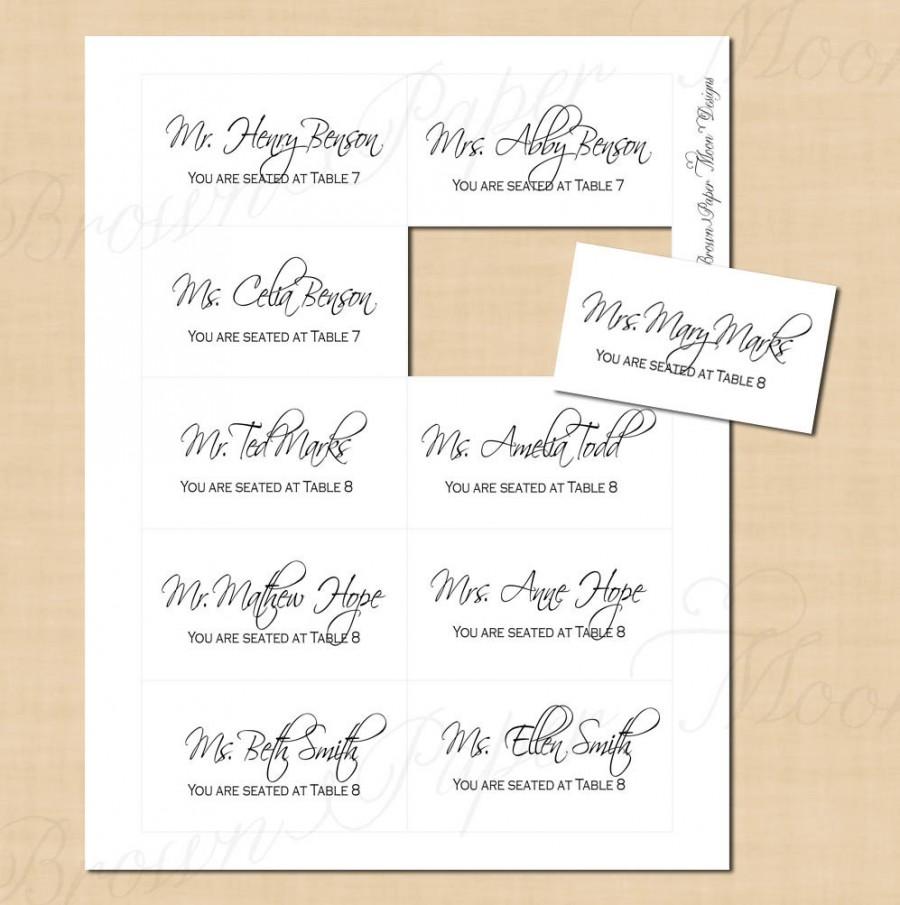 زفاف - Change All Colors! Classic White Escort/Seating Cards: Text-Editable, Printable on Avery® 8371 Template, Instant Download