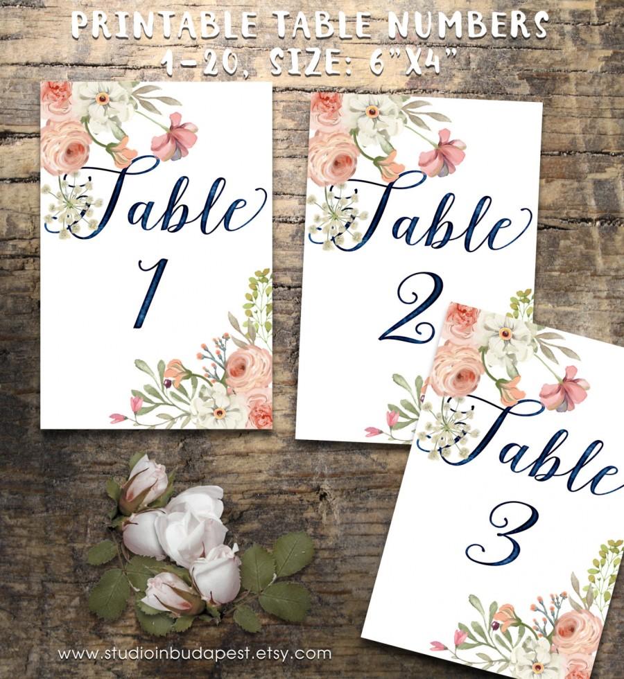 Свадьба - Wedding Table Numbers 1-20, Printable Table Numbers, rustic table number, flower table numbers, Wedding Printable, Wedding table Sign,