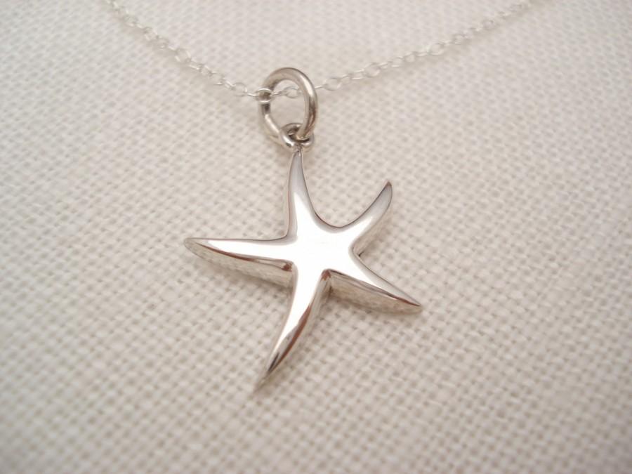 زفاف - Sterling silver starfish necklace...beach wedding, bridal jewelry, beach lovers, bridesmaid gift, everyday, flower girl