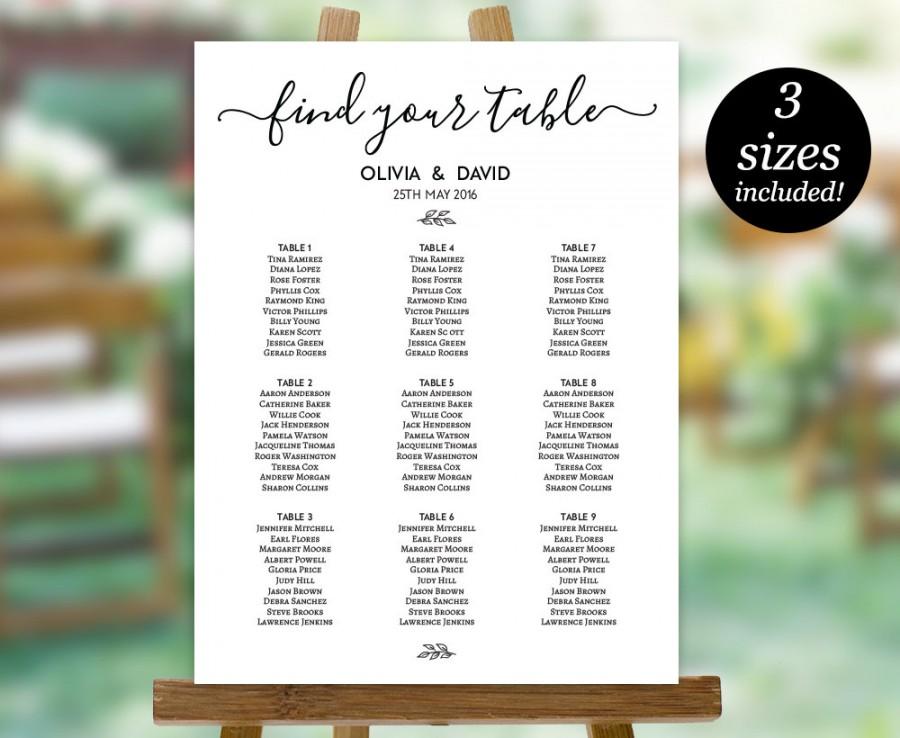 Hochzeit - Wedding Seating Chart Template, Printable Seating Plan, Seating Chart Sign, Seating Board, PDF Instant Download, Editable Seating Poster