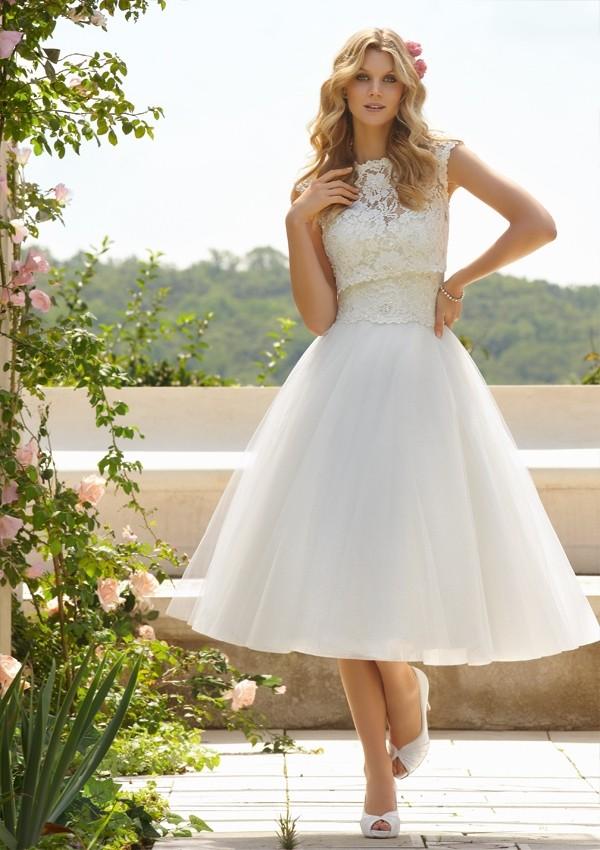 Hochzeit - Voyage by Mori Lee 6749 Short Lace Wedding Dress - Crazy Sale Bridal Dresses