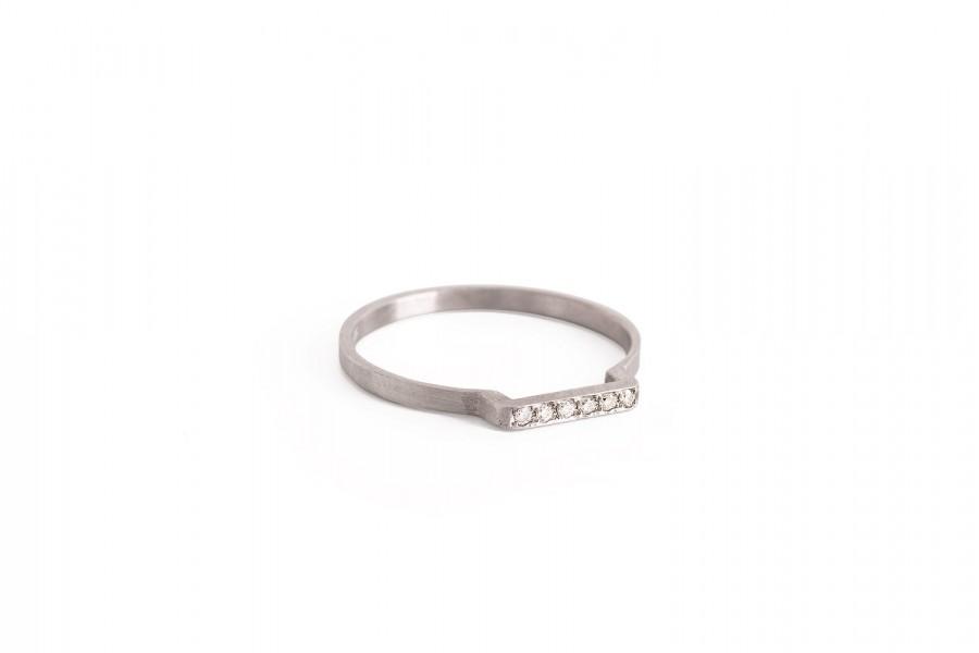 Wedding - Diamonds Engagement Ring, Diamonds Signet Ring, 14K Solid Gold Ring, , Engagement Ring.
